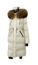 Load image into Gallery viewer, Fur Drawstring Hooded Puffer Coat (Long Line)