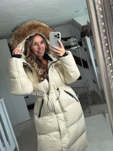 Load image into Gallery viewer, Fur Drawstring Hooded Puffer Coat (Long Line)