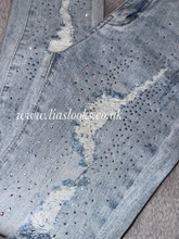 Load image into Gallery viewer, Diamanté Ripped Jeans