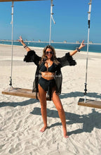 Load image into Gallery viewer, Frilly Sleeved Black Kaftan