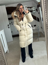 Load image into Gallery viewer, Fur Drawstring Hooded Puffer Coat (Long Line)