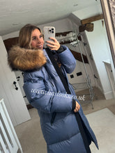Load image into Gallery viewer, Fur Drawstring Hooded Puffer Coat (Long Line)