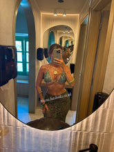 Load image into Gallery viewer, Khaki Lace Gold Detail Bikini & Skirt Set