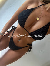 Load image into Gallery viewer, Black Bikini+Rose Sarong Set
