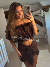 Load image into Gallery viewer, Frilly Ruffle Chocolate Brown Two Piece Set