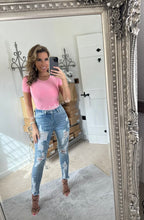 Load image into Gallery viewer, Diamanté Ripped Jeans