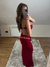 Load image into Gallery viewer, Burgundy Red Shell Detail Bikini & Skirt Set