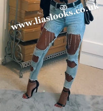 Load image into Gallery viewer, Diamanté Tassel Ripped Jeans (CLEARANCE)