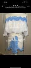 Load image into Gallery viewer, Frilly Ruffle White/Sky Blue Combo Sarong