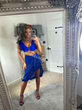 Load image into Gallery viewer, Royal Blue Frilly Ruffle High Waist Bikini