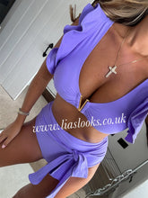 Load image into Gallery viewer, Lavender Frilly Ruffle High Waist Bikini
