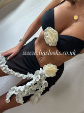 Load image into Gallery viewer, Frilly Ruffle Black/Cream Combo Sarong