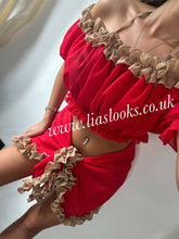 Load image into Gallery viewer, Frilly Ruffle Red/Honey Combo Sarong