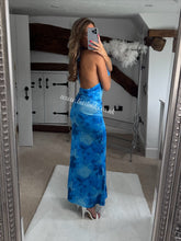 Load image into Gallery viewer, Blue Flower Print Maxi Dress