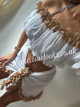 Load image into Gallery viewer, Frilly Ruffle White/Honey Combo Sarong