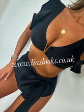 Load image into Gallery viewer, Black Frilly Ruffle High Waist Bikini