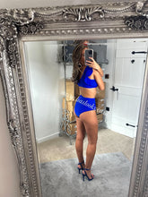 Load image into Gallery viewer, Royal Blue Frilly Ruffle High Waist Bikini