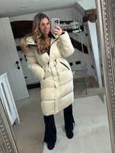 Load image into Gallery viewer, Fur Drawstring Hooded Puffer Coat (Long Line)