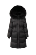 Load image into Gallery viewer, Fur Drawstring Hooded Puffer Coat (Long Line)