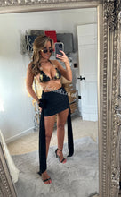 Load image into Gallery viewer, Black/Gold Snake Print Rhinestone Bikini