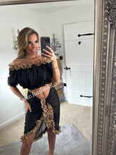 Load image into Gallery viewer, Frilly Ruffle Black/Honey Two Piece Set