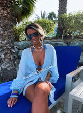 Load image into Gallery viewer, Frilly Sleeved Baby Blue Kaftan