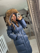 Load image into Gallery viewer, Fur Drawstring Hooded Puffer Coat (Long Line)