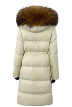 Load image into Gallery viewer, Fur Drawstring Hooded Puffer Coat (Long Line)