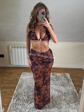 Load image into Gallery viewer, Mocha Marble Bikini & Skirt Set