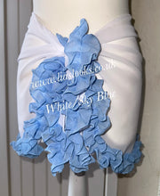 Load image into Gallery viewer, Frilly Ruffle White/Sky Blue Combo Sarong