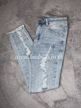 Load image into Gallery viewer, Diamanté Ripped Jeans