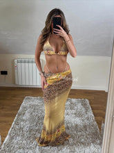 Load image into Gallery viewer, Lemon Flower/Leopard Bikini & Skirt Set
