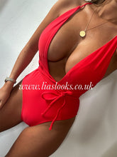Load image into Gallery viewer, Red Tie Up Swimsuit (CLEARANCE)