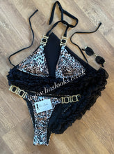 Load image into Gallery viewer, Leopard Rhinestone Bikini