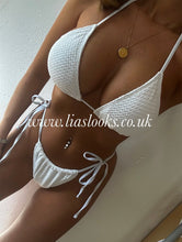 Load image into Gallery viewer, White Bikini+Rose Sarong Set