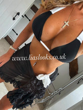 Load image into Gallery viewer, Frilly Ruffle Black Sarong