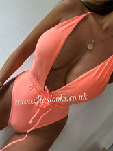Load image into Gallery viewer, Coral Tie Up Swimsuit (CLEARANCE)