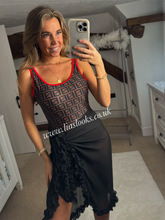 Load image into Gallery viewer, Frilly Ruffle Black Sarong