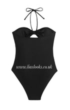 Load image into Gallery viewer, Black/Hot Pink Rose Swimsuit