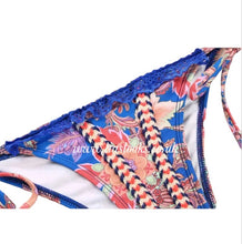 Load image into Gallery viewer, Royal Blue Frill Floral Bikini