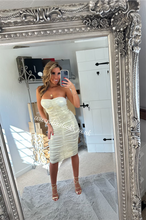 Load image into Gallery viewer, Gold Bandeau Ruched Dress (CLEARANCE)