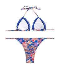 Load image into Gallery viewer, Royal Blue Frill Floral Bikini