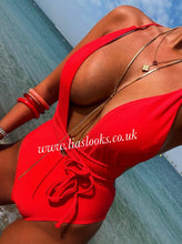 Load image into Gallery viewer, Red Tie Up Swimsuit (CLEARANCE)