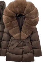 Load image into Gallery viewer, Luxe Fur Midi Puffer Coat
