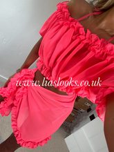 Load image into Gallery viewer, Frilly Ruffle Neon Pink Sarong