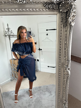 Load image into Gallery viewer, Frilly Ruffle Navy Two Piece Set