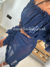 Load image into Gallery viewer, Frilly Ruffle Navy Two Piece Set