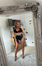 Load image into Gallery viewer, Black Frilly Ruffle High Waist Bikini