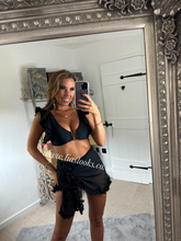 Load image into Gallery viewer, Black Frilly Ruffle High Waist Bikini