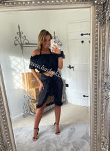Load image into Gallery viewer, Frilly Ruffle Black Two Piece Set